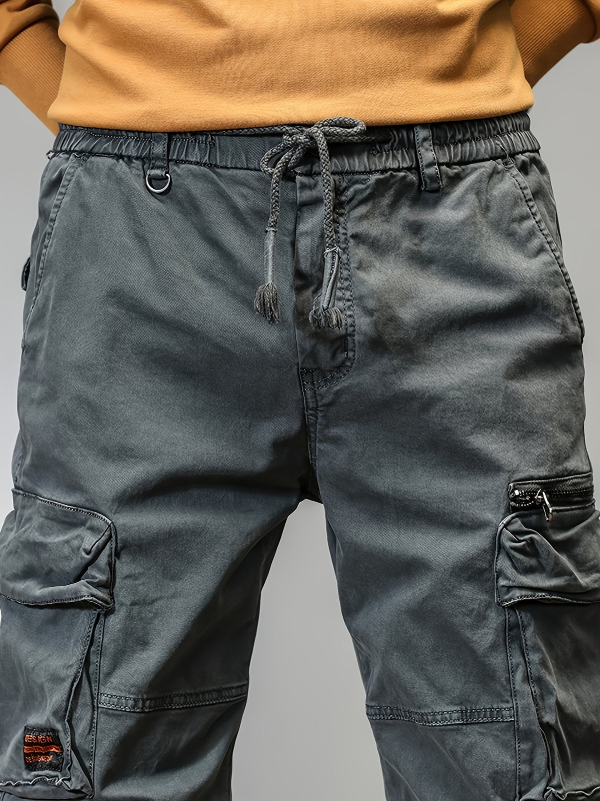 Men’s Multi-Pocket Work Pants – Outdoor Casual Cargo Trousers with Stretch