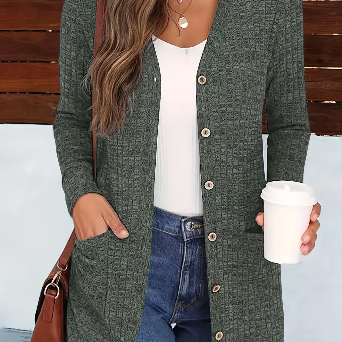 Cardigan élégant col V pour femme – Pull d'automne douillet boutonné