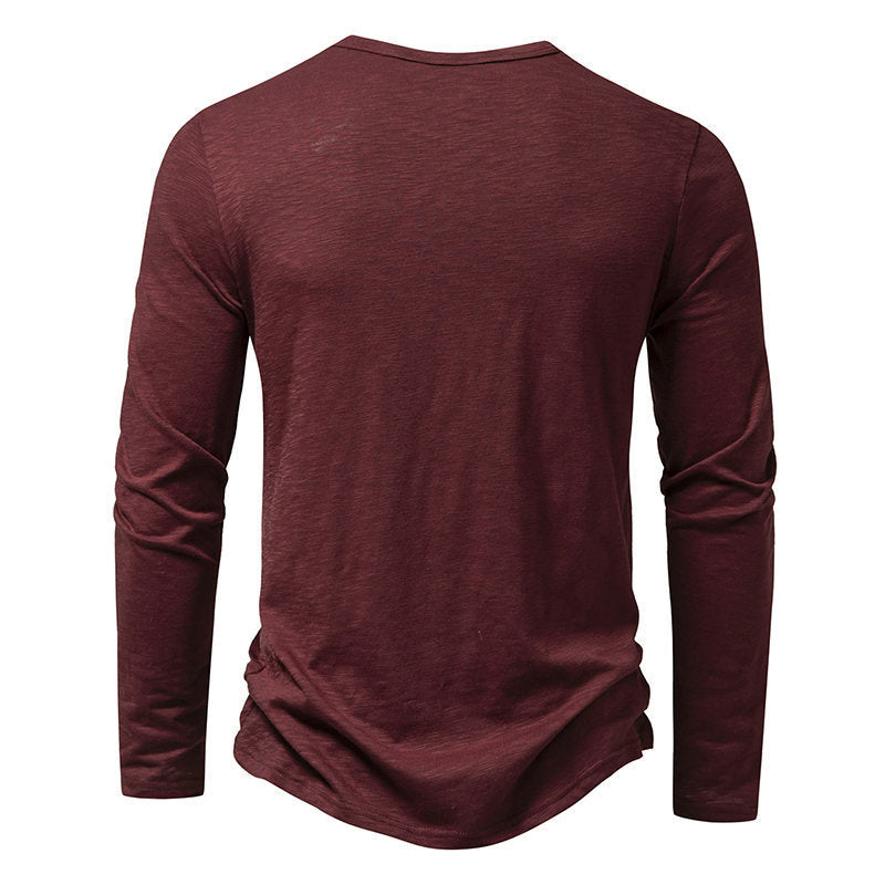 Haut à manches longues boutonné Loom & Soul™ pour homme – T-shirt uni décontracté pour le printemps et l'automne