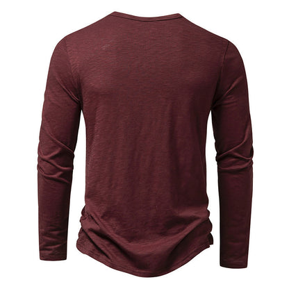 Haut à manches longues boutonné Loom & Soul™ pour homme – T-shirt uni décontracté pour le printemps et l'automne