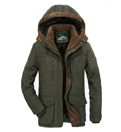 Manteau en coton à capuche pour homme – Cardigan d'hiver épais multi-poches