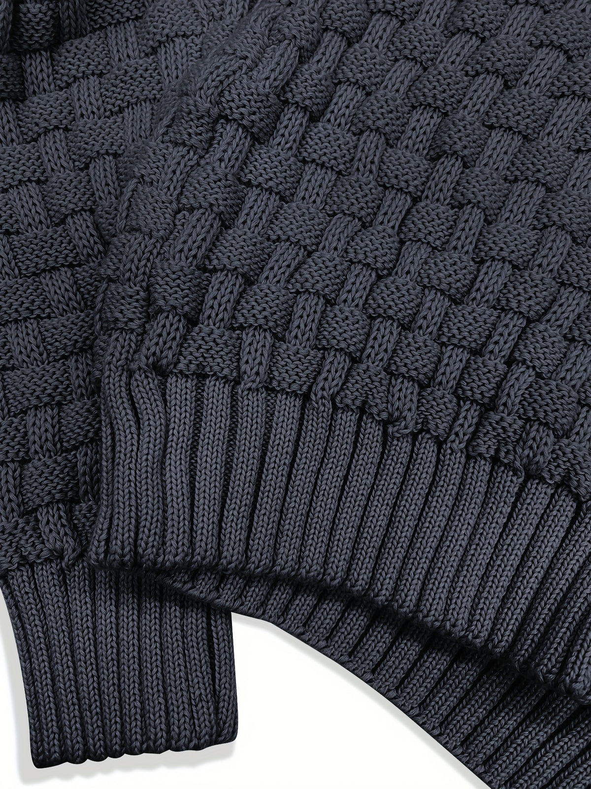 Pull en tricot gaufré pour homme – Grande élasticité avec col à revers