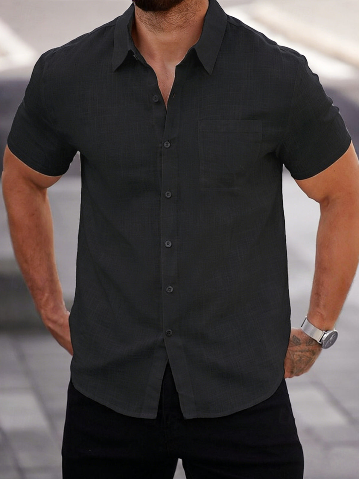 Men’s Lightweight Lyocell Short Sleeve Shirt – Casual Summer Button-Up