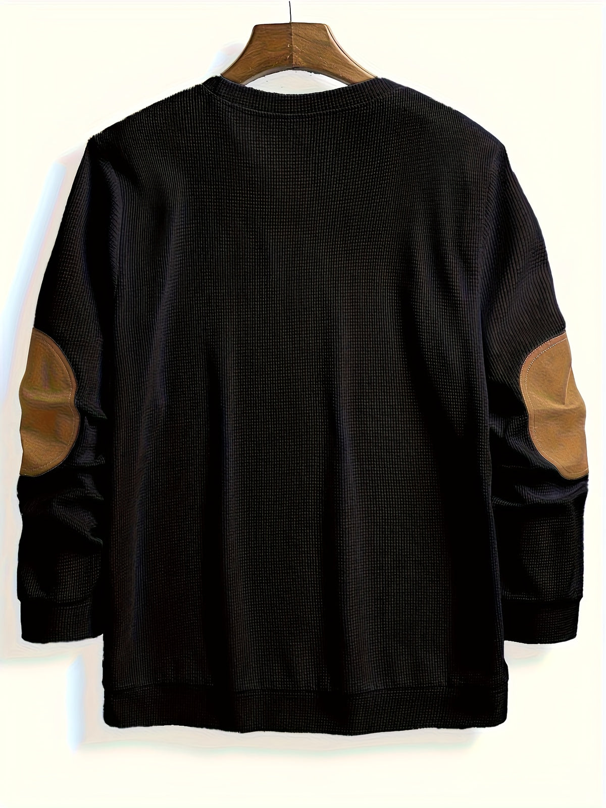 Men’s Waffle Knit Sweatshirt – Color Block Crewneck Casual Pullover