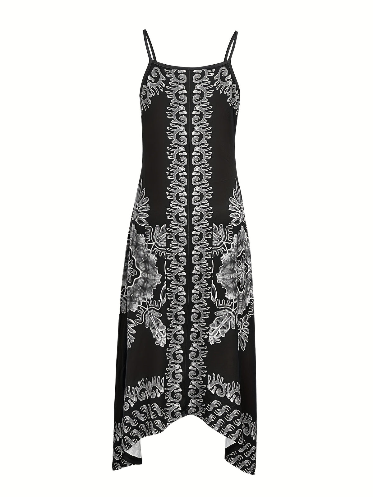 Robe longue bohème à fleurs – Robe d'été décolletée à fines bretelles