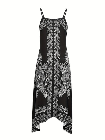 Robe longue bohème à fleurs – Robe d'été décolletée à fines bretelles