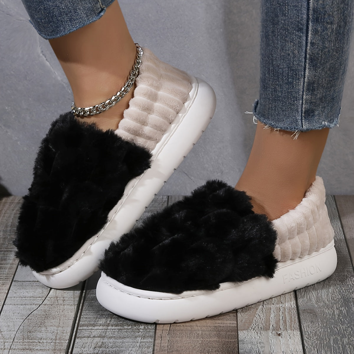 Pantoufles doublées de luxe pour femme – Confort intérieur et extérieur facile à enfiler