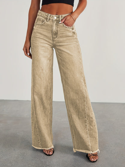 Jean taille haute ample pour femme – Denim décontracté extensible