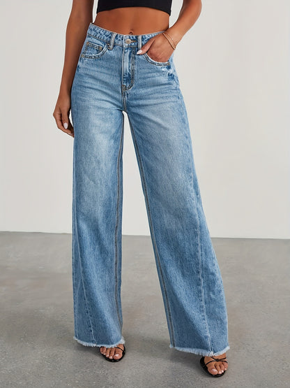 Jean taille haute ample pour femme – Denim décontracté extensible