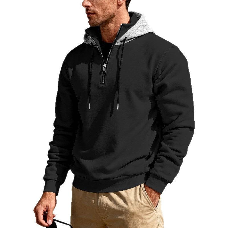 Haut à capuche pour homme avec col montant – Sweat décontracté de luxe pour les trajets quotidiens