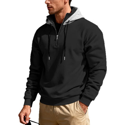 Haut à capuche pour homme avec col montant – Sweat décontracté de luxe pour les trajets quotidiens