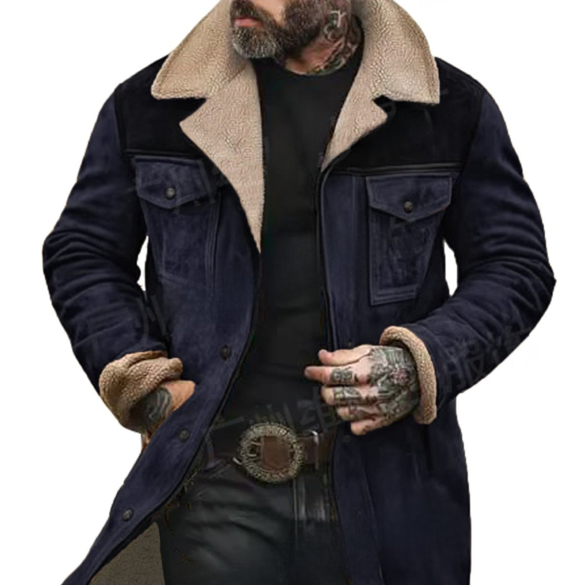 Blouson utilitaire color-block homme – Manteau en mélange de coton multi-poches