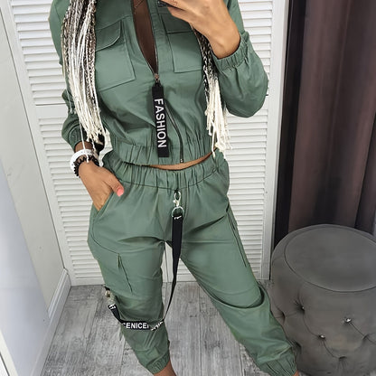 Ensemble deux pièces zippé « Directional Cargo » – Tenue décontractée urbaine pour femme