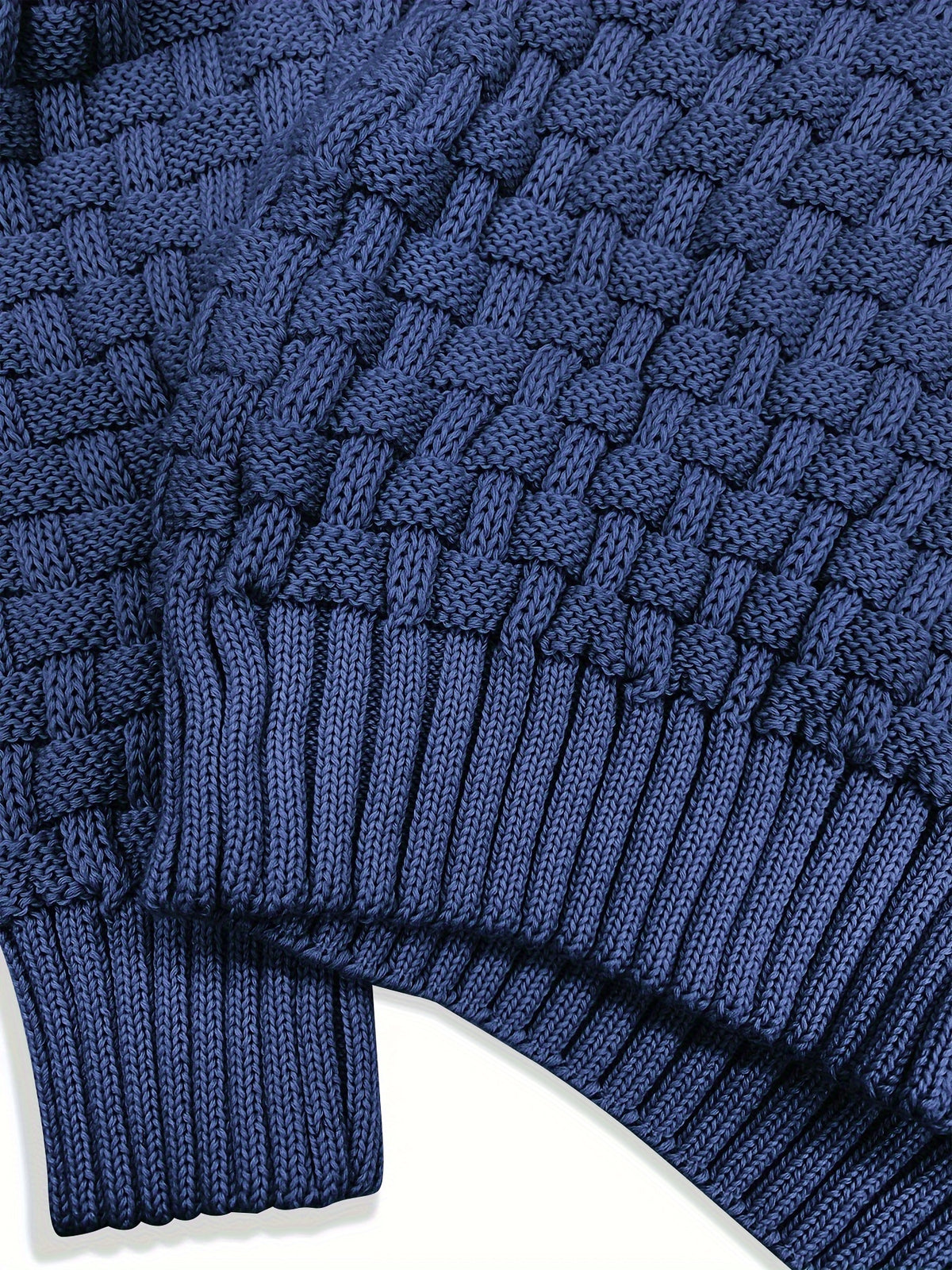 Pull en tricot gaufré pour homme – Grande élasticité avec col à revers