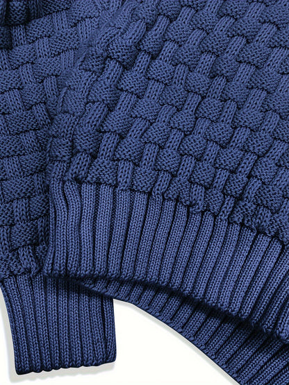 Pull en tricot gaufré pour homme – Grande élasticité avec col à revers
