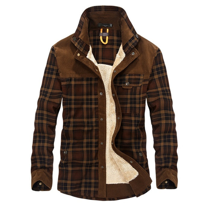 Veste à carreaux d'hiver Loom & Soul™ pour homme – Manteau militaire épais en coton doublé de polaire pour la chaleur et un style classique