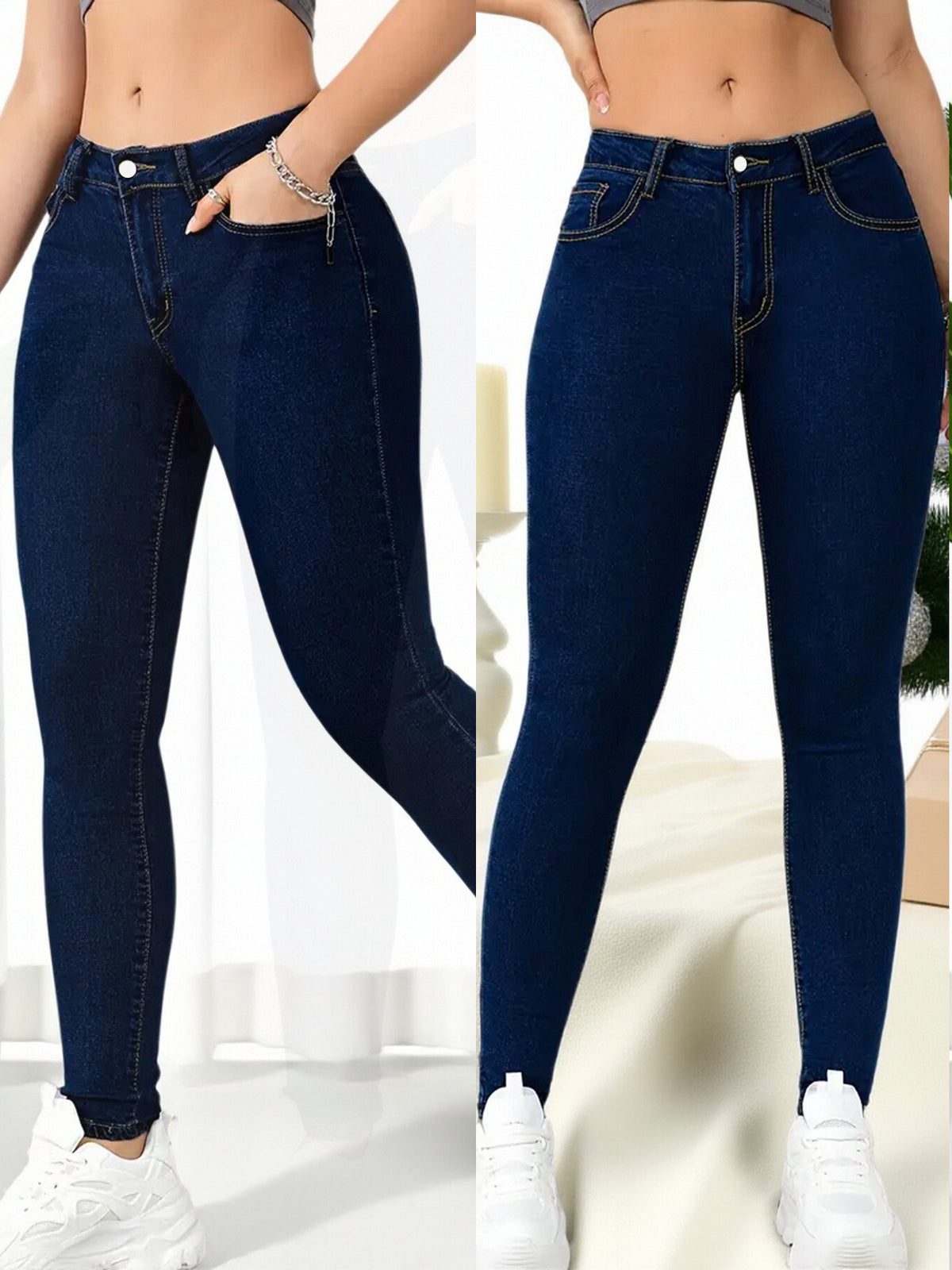 Women’s Slim Fit High-Waist Jeans – Stretch Pencil Denim