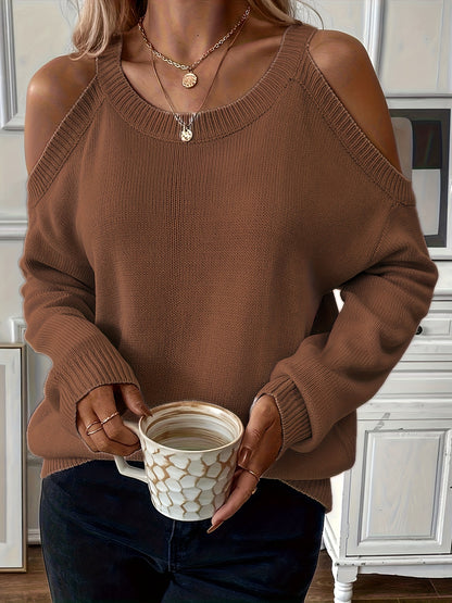 Women’s Elegant Crew Neck Pullover – Soft Knit Fall/Winter Sweater