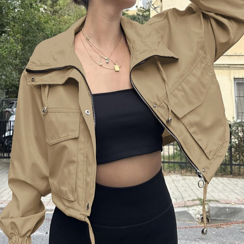 Trench court zippé pour femme – Style urbain uni