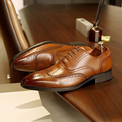 Chaussures Richelieu en cuir véritable pour hommes Loom & Soul™ – Chaussures habillées à semelle en caoutchouc antidérapante pour les affaires et les tenues formelles