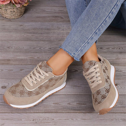 Baskets à lacets imprimé floral Loom & Soul pour femme – Chaussures de marche et de course légères en PU décontractées