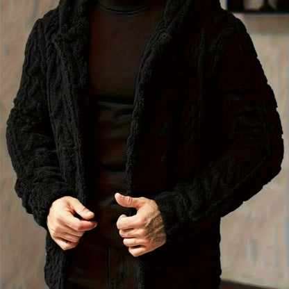 Men’s Teddy Fleece Hooded Jacket – Cozy Button-Up Winter Cardigan