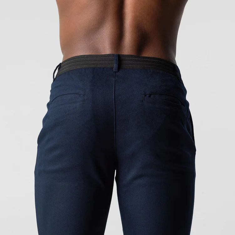 Pantalon de costume ajusté Loom & Soul™ pour homme – Pantalon uni élégant avec taille élastique et poches