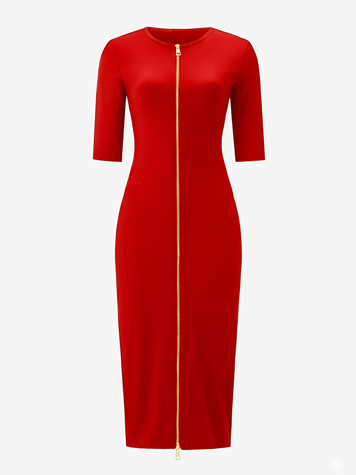 Robe midi moulante à encolure bateau – Robe élégante à manches courtes et coupe ajustée