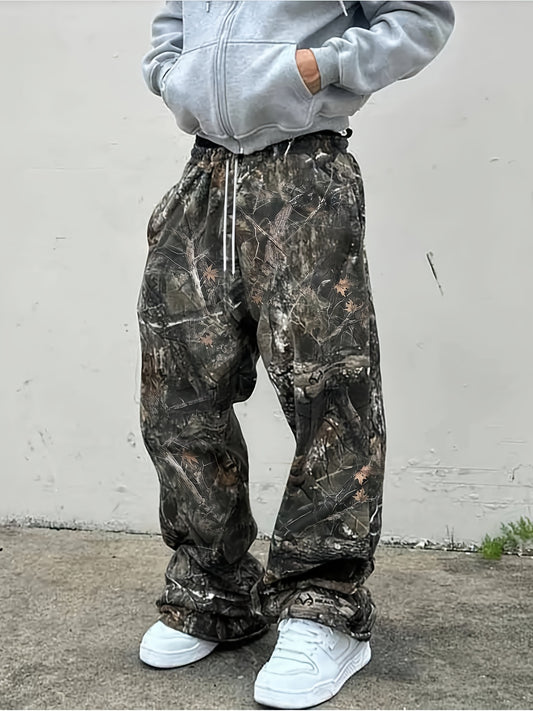 Pantalon de sport camouflage pour homme – Coupe droite ample pour activités de plein air