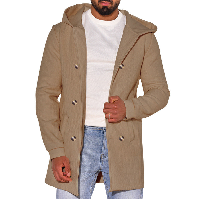 Trench-coat en laine slim pour homme avec capuche – Un style polyvalent pour toutes les saisons