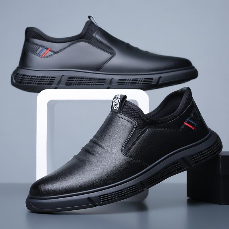 Loom & Soul Men’s Black & White Walking Shoes – Casual PU Leather Flats with Suede Finish, Breathable Comfort & Lace-Up Design