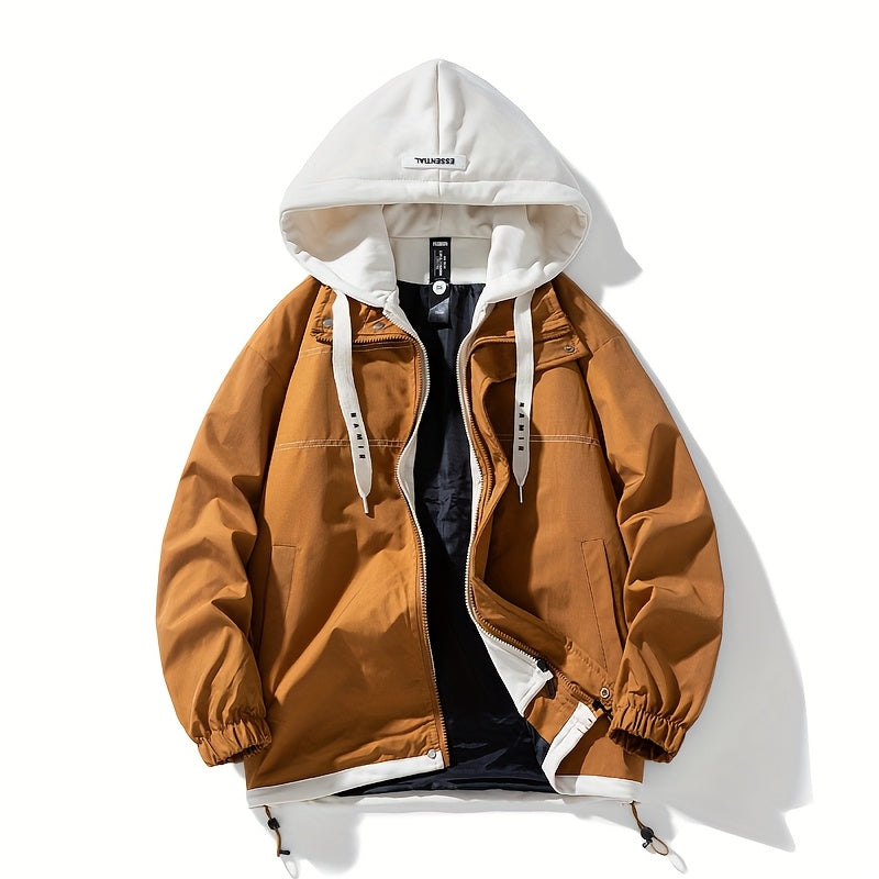 Veste zippée color block Loom & Soul pour homme – Coupe-vent léger à capuche