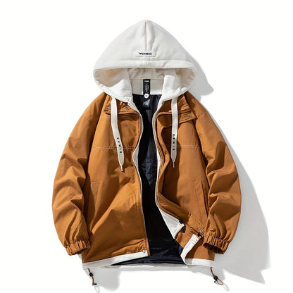 Veste zippée color block Loom & Soul pour homme – Coupe-vent léger à capuche