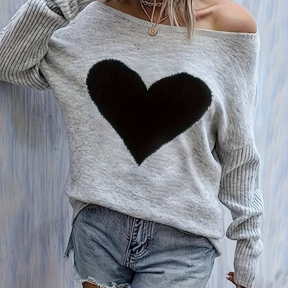 Haut cœur noir pour femme – Blouse élégante à col rond, toutes saisons