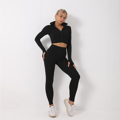 Ensemble de yoga sans coutures 3 pièces Loom & Soul pour femme – Soutien-gorge de sport, crop top et leggings, tenue de sport et de fitness à séchage rapide