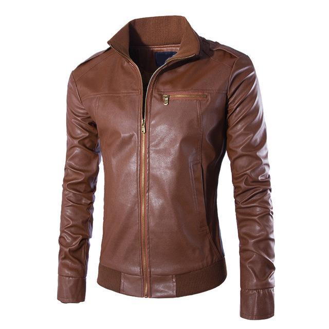 Blouson de moto en cuir synthétique Loom & Soul™ pour homme – Style motard classique avec doublure douce en polyester