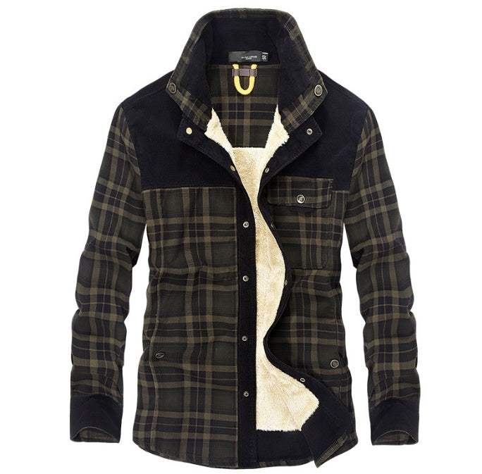 Veste à carreaux d'hiver Loom & Soul™ pour homme – Manteau militaire épais en coton doublé de polaire pour la chaleur et un style classique