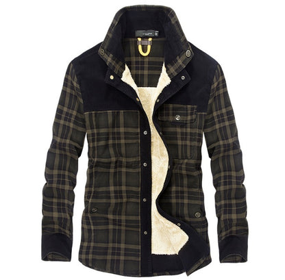 Veste à carreaux d'hiver Loom & Soul™ pour homme – Manteau militaire épais en coton doublé de polaire pour la chaleur et un style classique