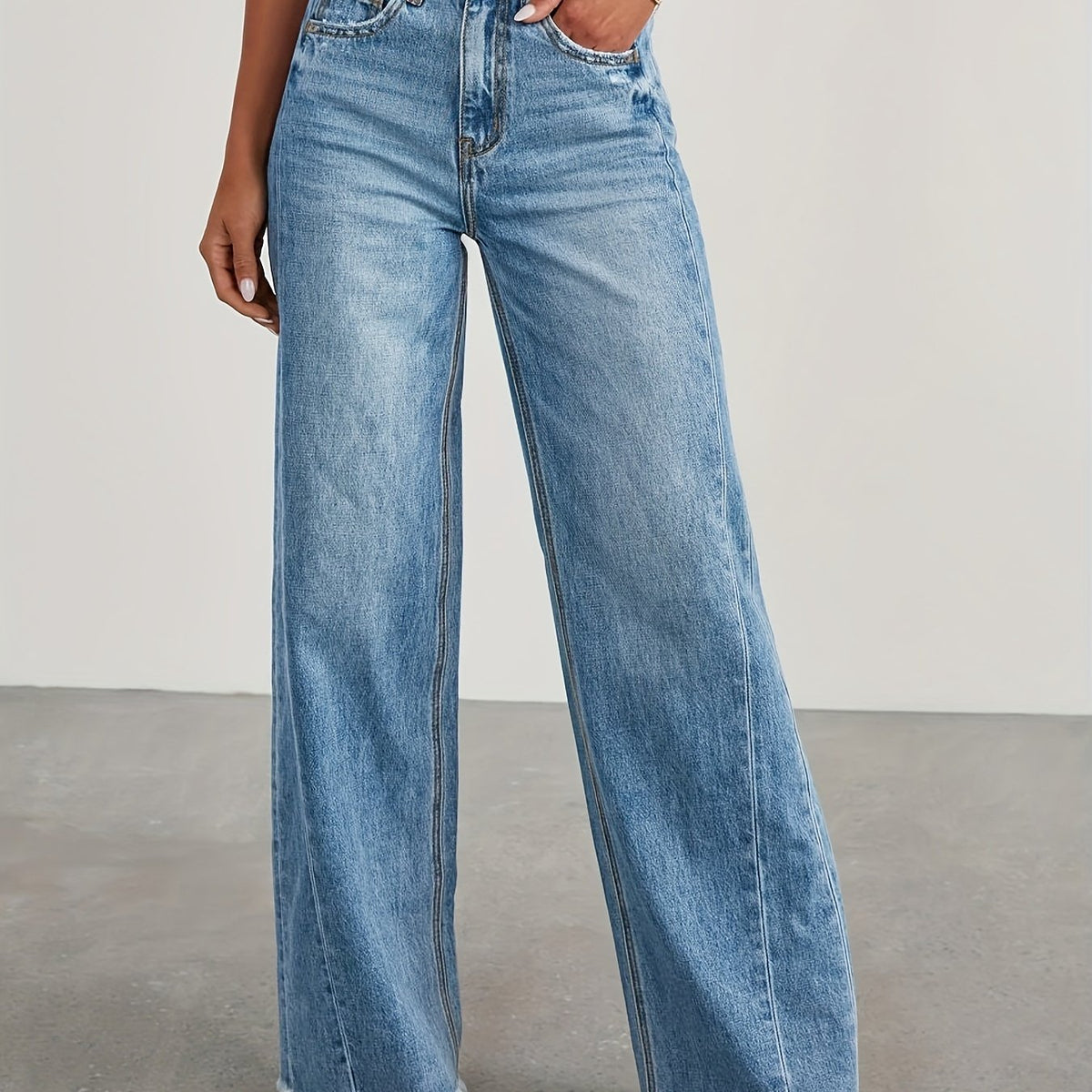 Jean taille haute ample pour femme – Denim décontracté extensible