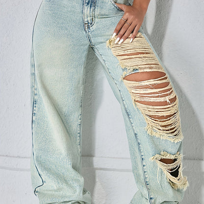 Jean Large Coupe Vintage Effet Délavé – Denim Urbain Bleu Lavé Classique