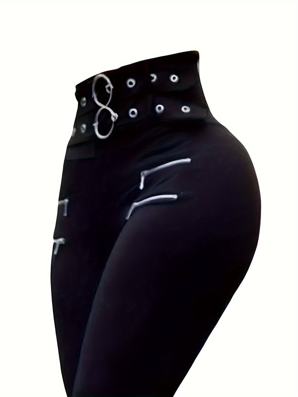 Pantalon habillé femme taille haute coupe slim à fermeture éclair – Tissu extensible