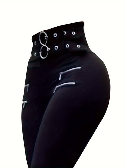Pantalon habillé femme taille haute coupe slim à fermeture éclair – Tissu extensible