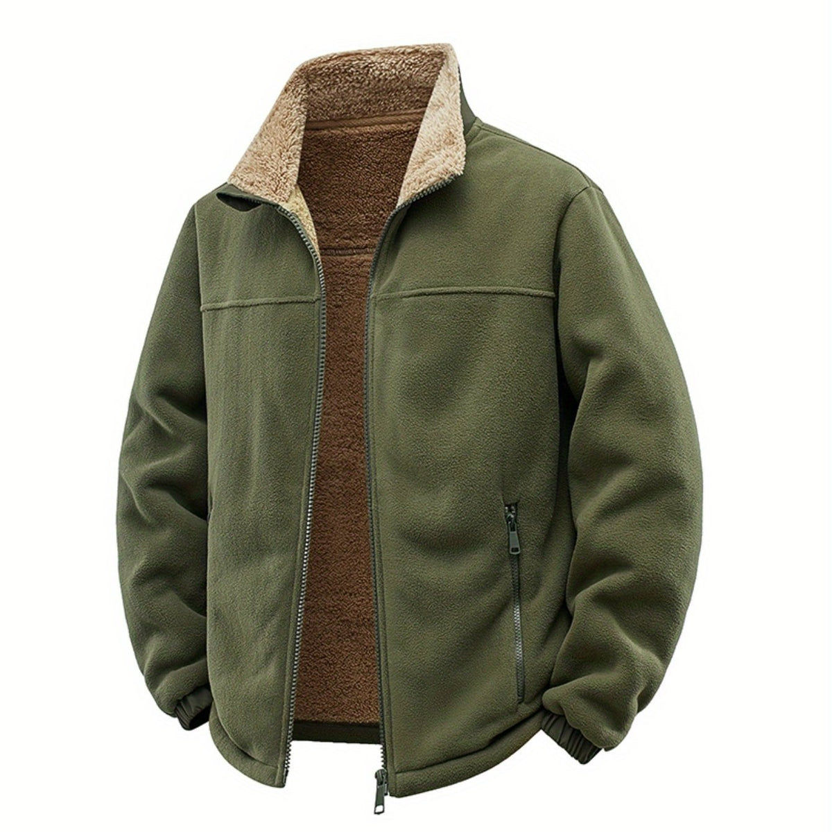 Men’s Fleece Zip Jacket – Warm Wind-Resistant Fall Winter Coat