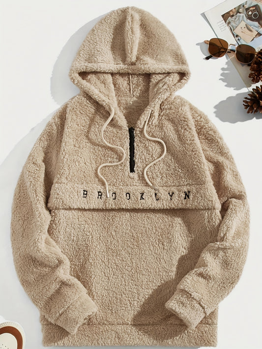 Men’s Plush Fleece Hoodie – Half-Zip “Brooklyn” Winter Pullover