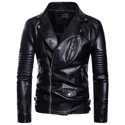 Blouson en cuir d'agneau Loom & Soul™ pour homme – Veste ajustée de style européen avec col de costume et fermeture éclair