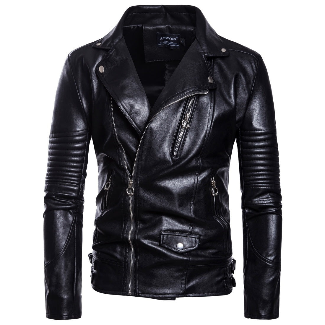 Blouson en cuir d'agneau Loom & Soul™ pour homme – Veste ajustée de style européen avec col de costume et fermeture éclair