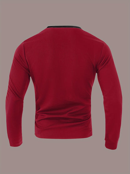 Men’s Waffle Henley Shirt – White & Black All-Season Button Top