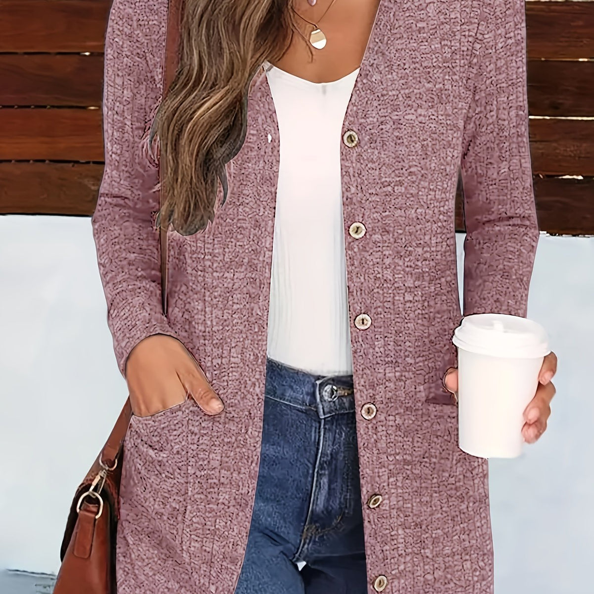 Cardigan élégant col V pour femme – Pull d'automne douillet boutonné