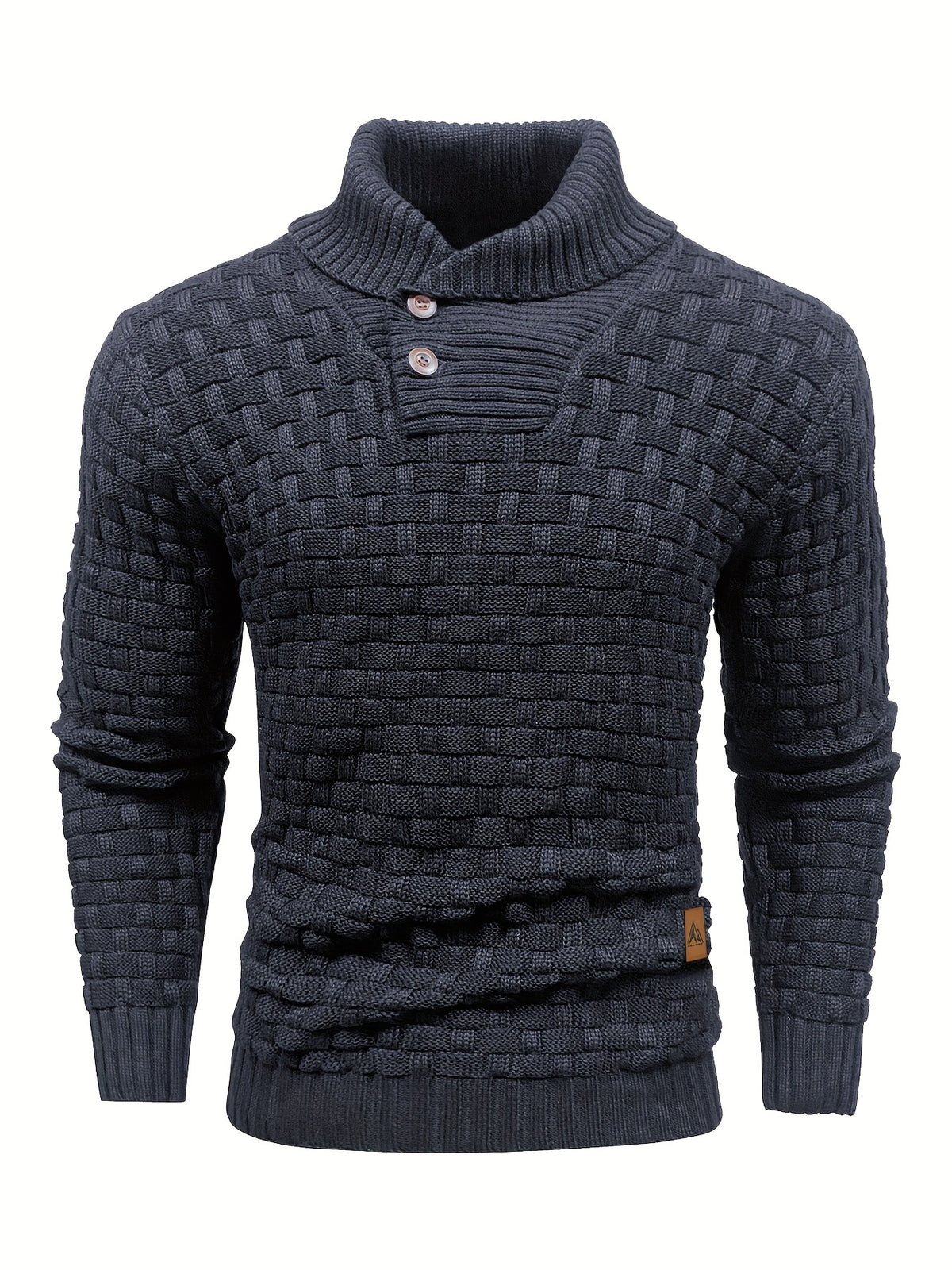 Pull en tricot gaufré pour homme – Grande élasticité avec col à revers