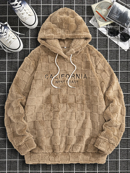 Sweat à capuche en molleton Westcoast pour homme – Pull à carreaux épais brodé